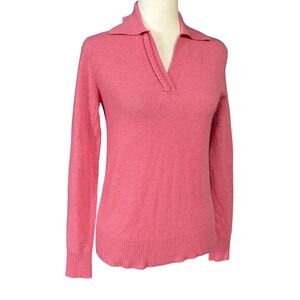 In Cashmere Sweater Womens XS Pink Collared‎ V Neck 100% Cashmere Pullover